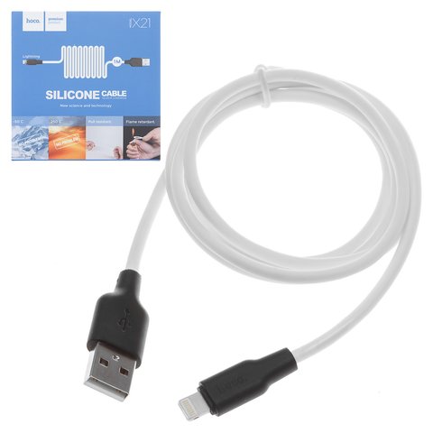 USB кабель Hoco X21, USB тип A, Lightning, 100 см, 2 A, білий, #6957531071365