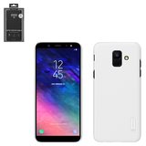Чехол Nillkin Super Frosted Shield для Samsung A600 Dual Galaxy A6 (2018), белый, с подставкой, матовый, пластик, #6902048157804