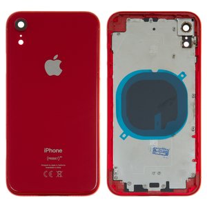 Корпус для iPhone XR, червоний, з тримачем SIM карти, з боковими кнопками