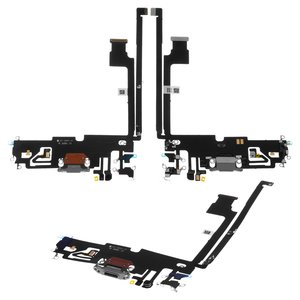 Шлейф для iPhone 12 Pro Max, коннектора зарядки, белый, с микрофоном, High Copy