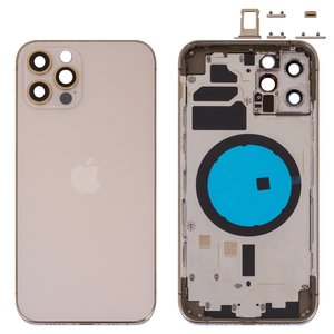 Корпус для iPhone 12 Pro, золотистий, з тримачем SIM карти, з боковими кнопками, gold