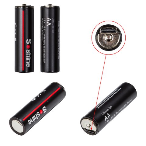 Акумулятор AA Soshine AA HR6, 1,5 B, Li ion, 2600mWh , заряджається від USB Type C
