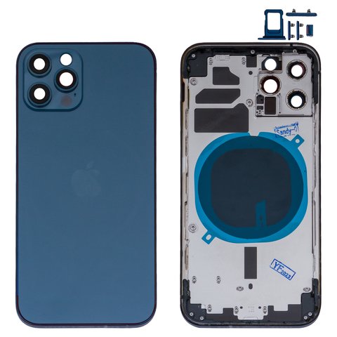 Корпус для iPhone 12 Pro, синій, з тримачем SIM карти, з боковими кнопками, High Copy, pacific blue