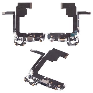 Шлейф для iPhone 15 Pro, конектора зарядки, синій, з мікрофоном, High Copy