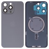 Задня панель корпуса для iPhone 15 Pro Max, сіра, із склом камери, High Copy, natural titanium