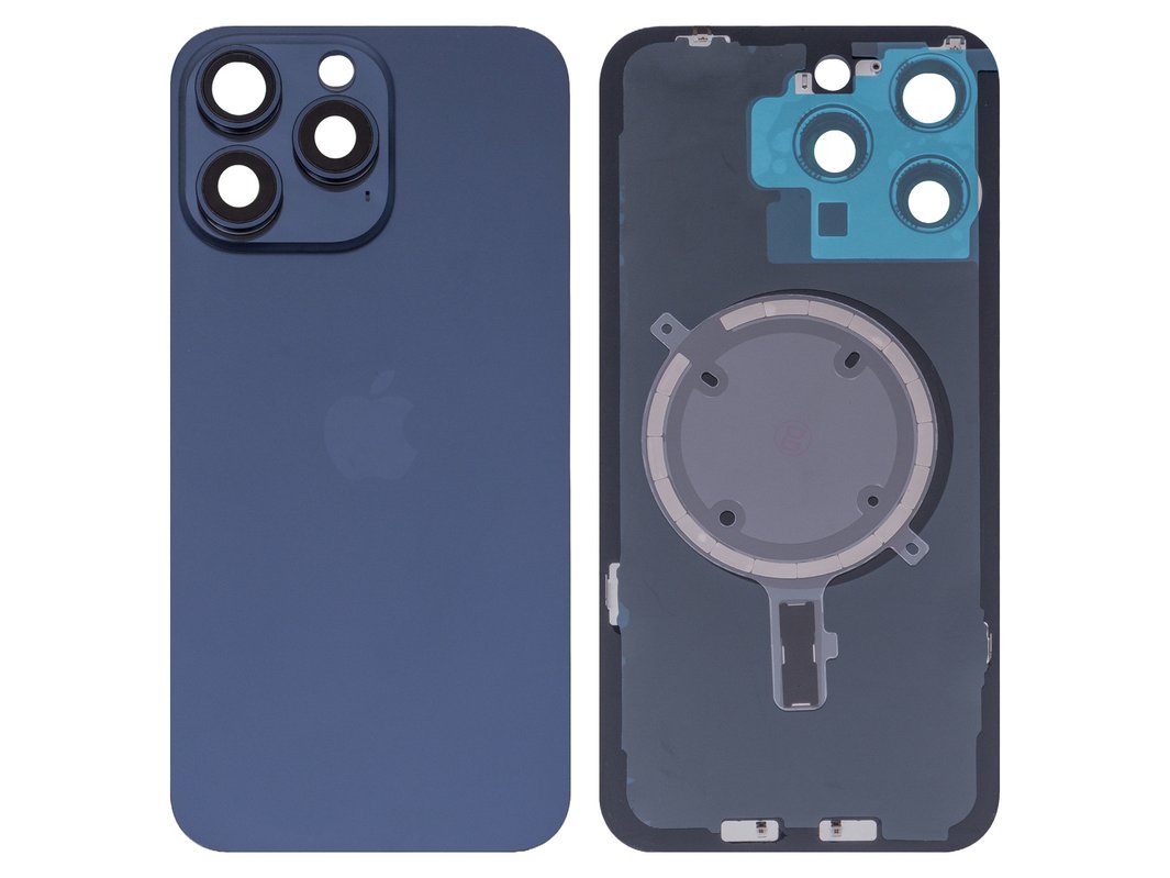 Задня панель корпуса для iPhone 15 Pro Max, синя, із склом камери
