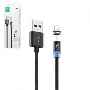 USB кабель SkyDolphin S59L Magnetic, USB тип A, Lightning, 100 см, 2,4 А, черный, магнитный