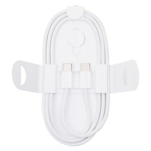 USB кабель, 2xUSB тип C, 100 см, 60 Вт, білий, в нейлоновому обплетенні