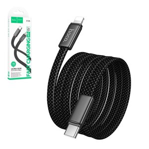 USB кабель Hoco X125, USB тип C, Lightning, 100 см, 30 Вт, черный, плоский, в нейлоновой оплетке, #6942007671668