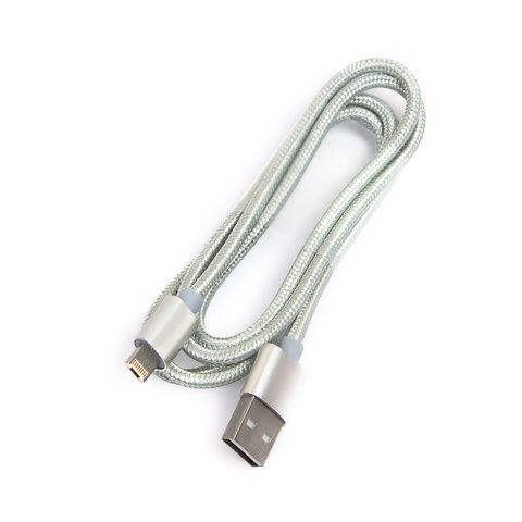 USB Cable, USB type A, micro USB type B, Lightning, 100 cm, silver, 2 in 1 