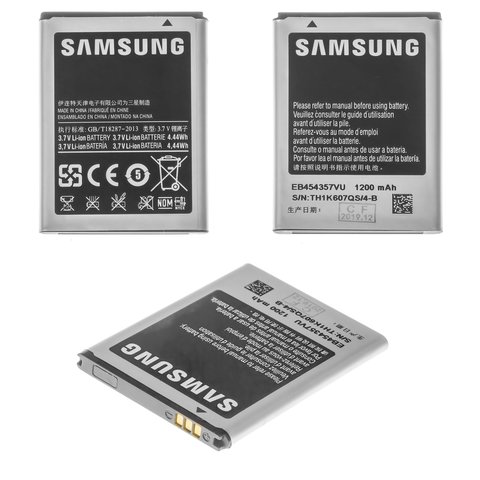 Batería EB454357VU puede usarse con Samsung S5360 Galaxy Y, Li ion, 3.7 V, 1200 mAh, Original PRC 