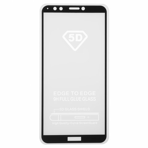 Tempered Glass Screen Protector All Spares compatible with Huawei Honor 7C Pro 5,99", 5D Full Glue, black, the layer of glue is applied to the entire surface of the glass 