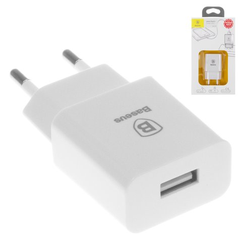 Mains Charger Baseus XT 117, 10.5 W, 220 V, USB output 5V 2,1A , white  #CCALL E2A02