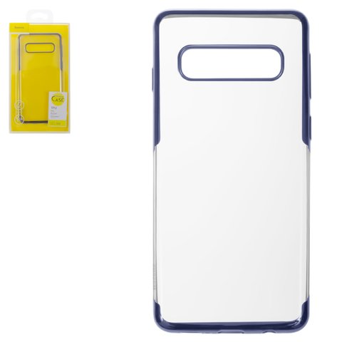 Case Baseus compatible with Samsung G973 Galaxy S10, dark blue, colourless, transparent, silicone  #ARSAS10 MD03