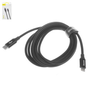 USB Cable Baseus Yiven, USB type C, Lightning, 200 cm, 2 A, black, nylon braided  #CATLYW D01