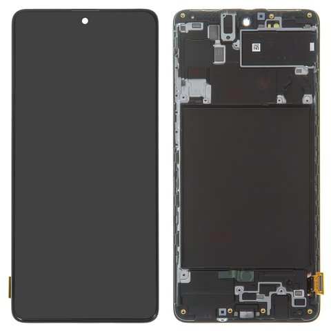 LCD compatible with Samsung A715 Galaxy A71, black, with frame, Original PRC , original glass 