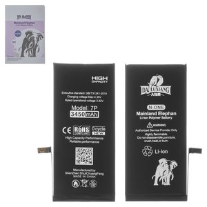 Аккумулятор Da Luxiang для Apple iPhone 7 Plus, Li ion, 3,82 B, 3450 мАч, повышенная ёмкость, original IC