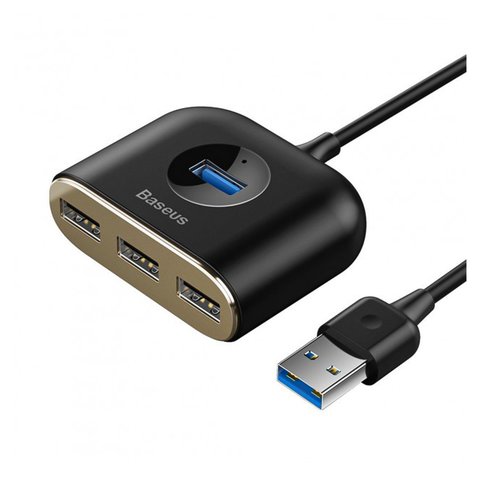 USB Hub Baseus Square round, USB type A, USB 3.0 type A, black, 4 output  #CAHUB AY01