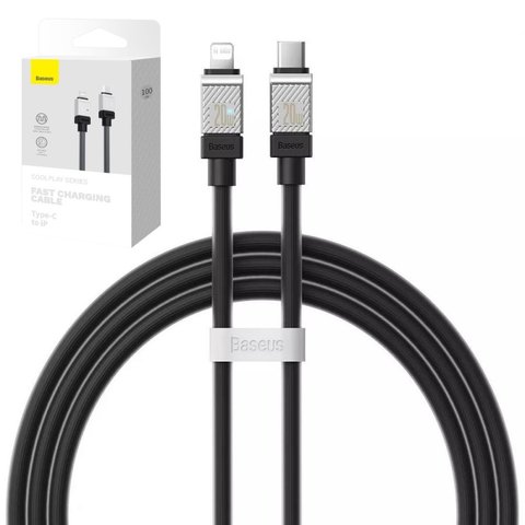 Cable USB Baseus Coolplay Series, USB tipo C, Lightning, 100 cm, 20 W, negro, de silicona, #CAKW000001