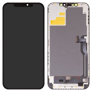 Pantalla LCD puede usarse con iPhone 12 Pro Max, negro, con marco, HC, sin error, OLED , DD OLED OEM soft, diagnosable