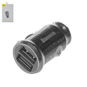 Автомобільний зарядний пристрій Baseus C8 K, 12 В, 2 USB виходи 5В 3.1А , чорне, #CCALL ML01