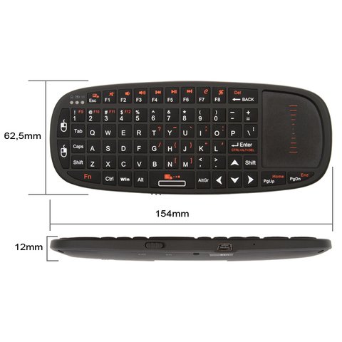 Wireless Ultra Mini Keyboard with Touchpad and Pointer Black 