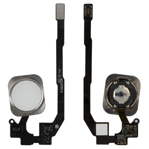 Шлейф для iPhone 5S, iPhone SE, кнопки Home, белый, с пластиком