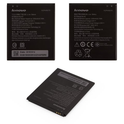 Batería BL242 puede usarse con Lenovo A6010, Li ion, 3.8 V, 2300 mAh, Original PRC 