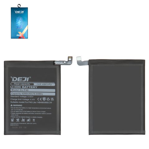 Batería Deji HB486586ECW puede usarse con Huawei Mate 30, Nova 7i, P40 Lite, Li ion, 3.82 V, 4200 mAh