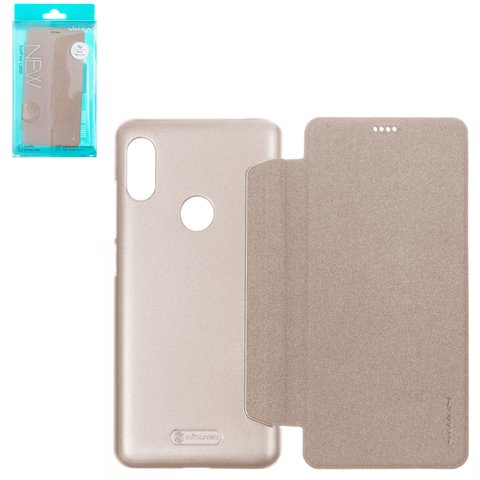 Чехол Nillkin Sparkle laser case для Xiaomi Redmi Note 6 Pro, золотистый, книжка, пластик, PU кожа, M1806E7TG, M1806E7TH, M1806E7TI, #6902048167735