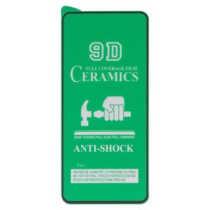 Захисна плівка Ceramics для Xiaomi Poco X6, Redmi Note 13 5G, Redmi Note 13 Pro 5G, Redmi Note 14 Pro 4G, чорна, сумісне з чохлом, Full Glue, шар клею нанесений по всій поверхні