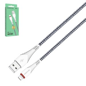 USB кабель Borofone BX25, USB тип A, Lightning, 100 см, 2,4 А, білий, #6931474703460