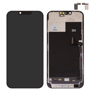 Дисплей для iPhone 13 Pro Max, черный, с рамкой, HC, без микросхемы, AMOLED , GX OEM soft, 120Hz
