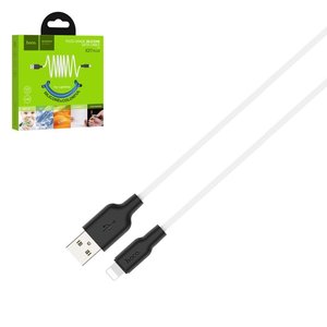 USB кабель Hoco X21 Plus, USB тип A, Lightning, 100 см, 3 A, білий, силіконовий, #6931474711816