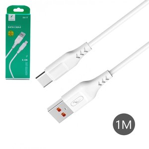 USB кабель SkyDolphin S61T, USB тип C, USB тип A, 100 см, 2,4 А, білий