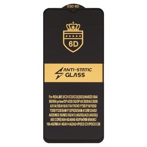 Защитное стекло ESD 6D для Tecno Spark Go 2022 , Spark Go 2023  BF7 ; Realme C25; Vivo 31S, Y21; Motorola Moto E22; Oppo A16, A18; Xiaomi Poco C50, Redmi 9, Redmi 9A, Redmi A1; Samsung A022F Galaxy A02, A035F Galaxy A03, A045 Galaxy A04, A125F Galaxy A12, A135 Galaxy A13, A235 Galaxy A23, A326 Galaxy A32 5G, совместимо с чехлом, Full Glue, Anti Static, без упаковки , черный