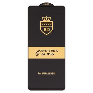 Защитное стекло ESD 6D для Samsung A215 Galaxy A21, A217 Galaxy A21s, совместимо с чехлом, Full Glue, Anti Static, без упаковки , черный